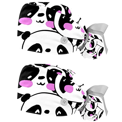 Chapeaux de travail pandas JDEZ : lot de 2 casquettes bouffantes unisexes