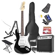 Complete Electric Guitar Starter Pack: The Max Gigkit includes everything a beginner needs—black electric guitar, amplifier, footstand, and guitar stand. Designed for Beginner Electric Guitars: This user-friendly guitar is crafted specifically for be...