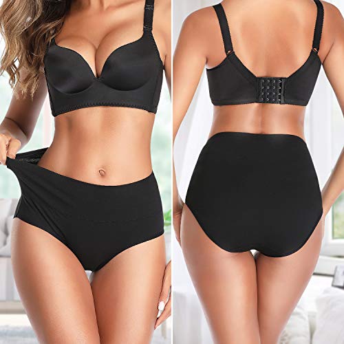 Image of Womens Underwear,Cotton Mid Waist No Muffin Top Full Coverage Brief Ladies Panties Lingerie Undergarments for Women Multipack