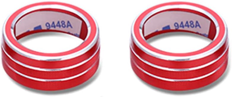 BOYUER 2PCS Aluminum Car Centre Console AC Air Conditioning Knob Button Cover For Toyota RAV4 2019 2020(RED)