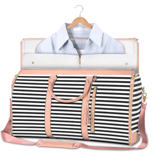 Miulacrem Foldable Travel Garment Duffel Bag for Women Carry On, Convertible Weekender Duffle Bag for Clothes & Trips (A01)
