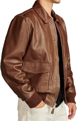 Image of Hide & Seek Men's A2 Aviator Air Force Cockpit Vintage Bomber Military Flight Pilot WWII Distressed Real Leather Jacket