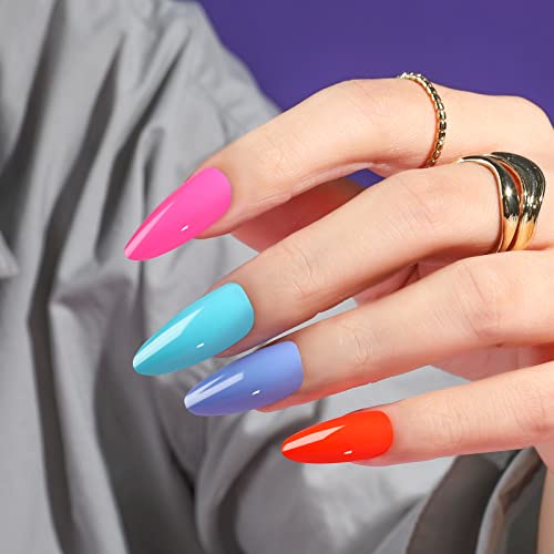 Image of FANDAMEI Press on Nails, 24 Colors 576PCS Press on Nails Almond, Medium Acrylic Fake Nails Full Cover, Natural Glossy, False Nails with Nail Glue