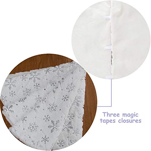 Xamshor Sequin Christmas Tree Skirt Soft Plush Mat White Faux Fur Holiday Party Decorations 24 Inch #TOP6