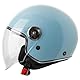VINZ Arenas Jethelm mit Doppelvisier | Roller Helm mit Streifen & mit Sonnenblende | In Gr. XS-XXL | ECE 22.06 Zertifiziert | Motorradhelm mit Visier | Viele Farben Erhältlich - Hellblau