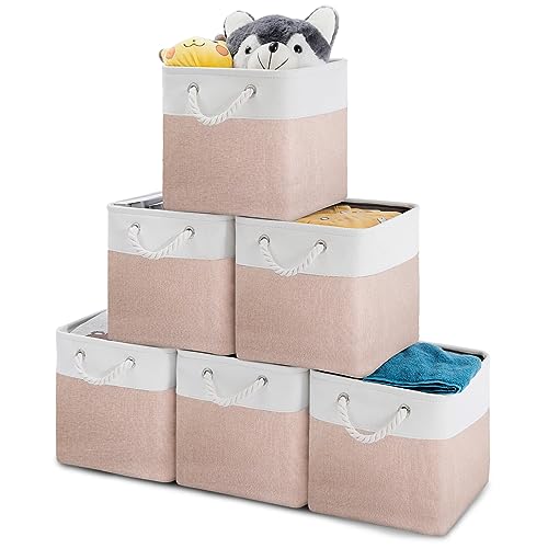 Oterri 6 Pack Cube Storage Bins, Foldable Storage Cubes, 11x11 Inch Fabric Cubes Storage Basket, Decorative Storage Basket for Home, Shelves, Nursery