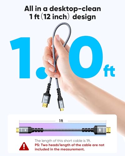 Image of Highwings Mini HDMI to HDMI Cable 1FT, High Speed 4K60Hz