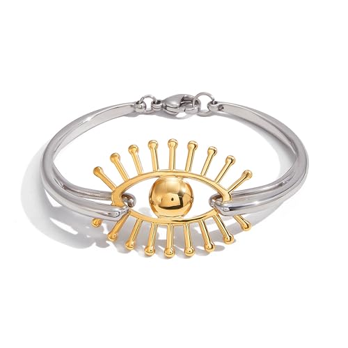 COORWEEL Evil Eye Bracelet for Women Gold and Silver Bangle Bracelet Stainless Steel Lucky...