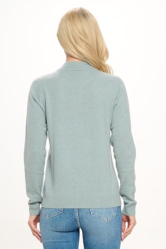 Women's 100% Cashmere Soft Long Sleeve Crew Neck Open Zip Cardigan3