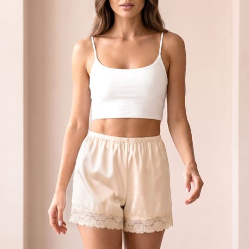 Image of MANCYFIT Satin Bloomers for Women, Lace Hem Slip Shorts