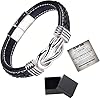 Personalized Infinity Knot Bracelet Gift Set for My Son, Custom Stainless Steel Braided Leather Bracelet #4