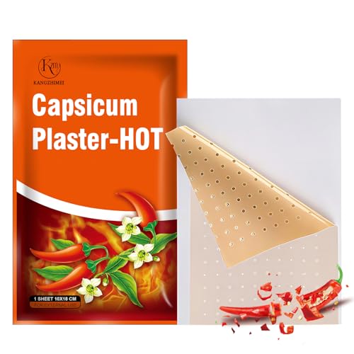 KZM KANGZHIMEI Capsaicin Patches - 20 Count Ultra Strength Hot Capsicum Patch - 3.93x7.09Heat Patches for Back Knee Neck and Shoulder Joint and Muscle Reliving