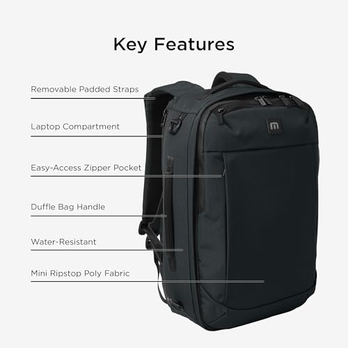 TravisMathew Lateral Convertible Travel Backpack/Briefcase, Black - Image 2
