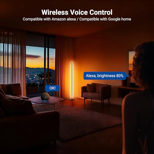 Image of NEEWER NF04 RGB IC W Smart Floor Lamp, 1000lm LED Corner Light Compatible with Google Assistant Alexa, APP /AI Design /Music Sync /16 Million Color Living Room Bedroom Home Decor Ambient Lighting