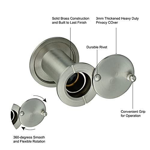 Image of TOGU TG2614YG-SN Brass UL Listed 220-degree Door Viewer with Heavy Duty Privacy Cover for 1-3 /8 inch to 2-1 /6 inch Doors, Brushed Nickel Finish