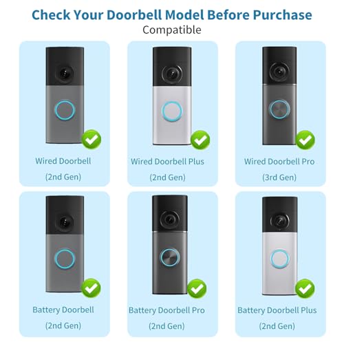 Image of Ring Doorbell Corner Mount Compatible with Wired Doorbell /Plus(2nd) /Pro(3rd) & Battery Doorbell /Pro /Plus(2026 Newest Model) - 15 /30 /45 Degree Adjustable Angle Wedge Mount
