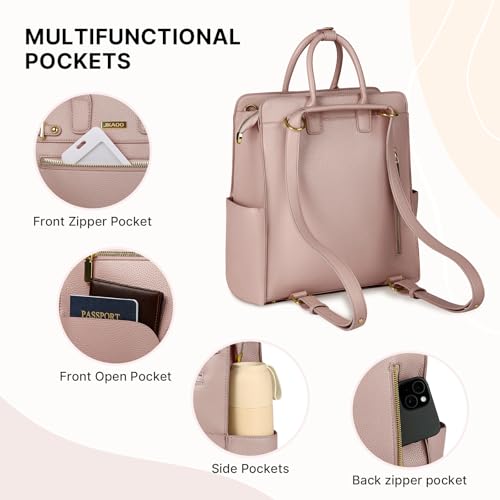 Image of JKAOO Backpack Purse for Women PU Leather Travel Backpack, Pink | 4 in 1 Designer Convertible, Removable Strap