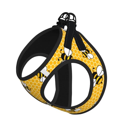AYCZN Yellow Bee No Pull Dog Harness Geometric Honeycomb Reflective Adjustable Puppy Vest for Walking Hiking, Pet Harness for Small Medium Large Dogs