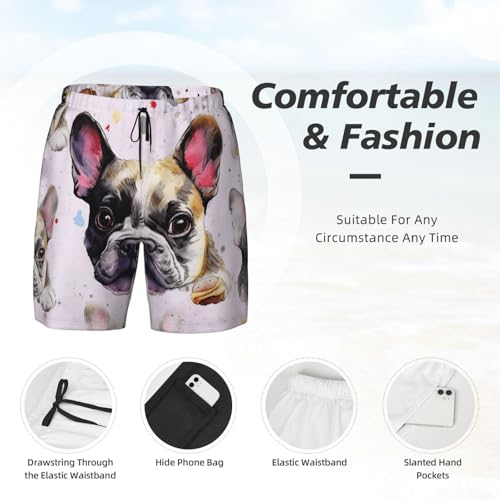 Men's Swim Trunks Quick Dry Board Shorts French Little Bulldog Beach Shorts with Pocket Bathing Suits for Men4