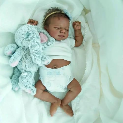 Muñeca Reborn Negra Anano 18 pulgadas con accesorios miniatura 6