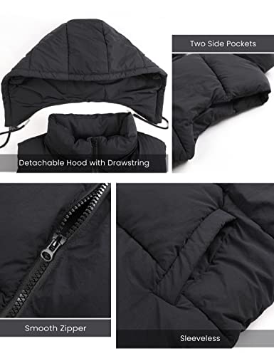 Lentta Women's Sleeveless Quilted Winter Warm Hooded Puffer Vest Padded Gilet Coat2