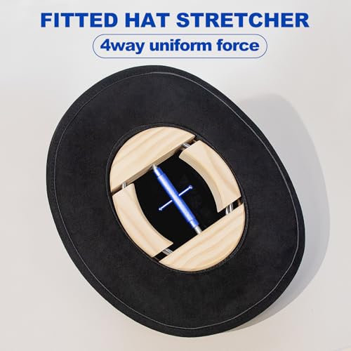 Image of 4 Way Hat Stretcher, Hat Stretcher for Fitted Hats, Heavy Duty Hats Shaper Extender w. Lever Wrench for Men All Kind of Caps