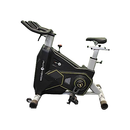 Image of WG SPIN-10 Spin Bike Exercise Cycle with Flywheel, Comfortable Cushioned Seat, Silent Belt Drive, Mobile Holder for Cardio Training and Workout |Black| Free Installation Assistance