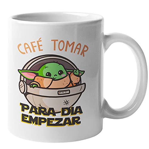 PLANETATAZAS - Taza Graciosa - Baby Yoda - Café tomar para día empezar - 325 ml - Tazas con Frases...