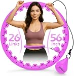 JLoibao Cercle de Hula pondéré avec 26 Liens(56 Inch) pour les adultes Perte de poids, Infinity Fitness Hoop Plus Taille, pour les femmes Smart Équipement d'exercice