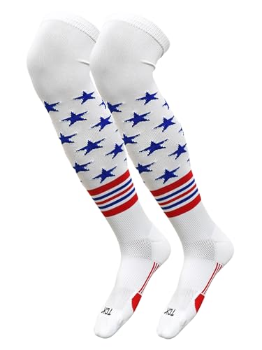 Image of TCK USA Made Over Knee Baseball Socks & Softball Socks Youth Boys, Girls, Adult - American Flag Patriotic Stars & Stripes