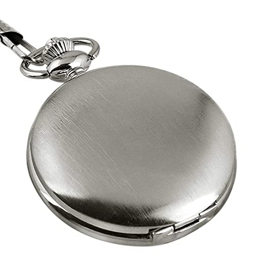 Akopiuto Relógio de bolso clássico com corrente pendente de superfície lisa steampunk retro vintage para homem, Prata