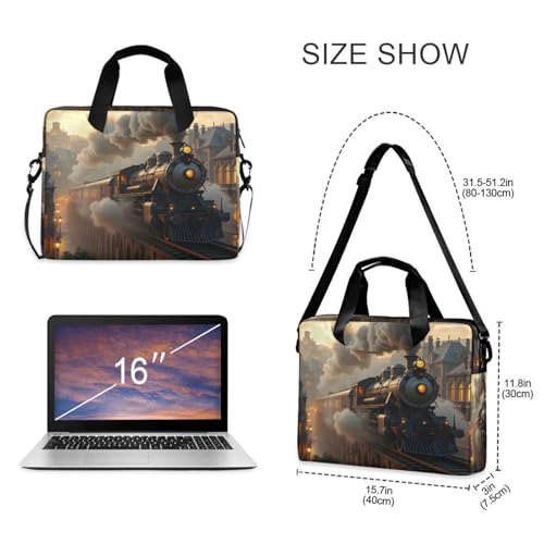 Maletín para laptop con diseño de tren y paisaje miniatura 4