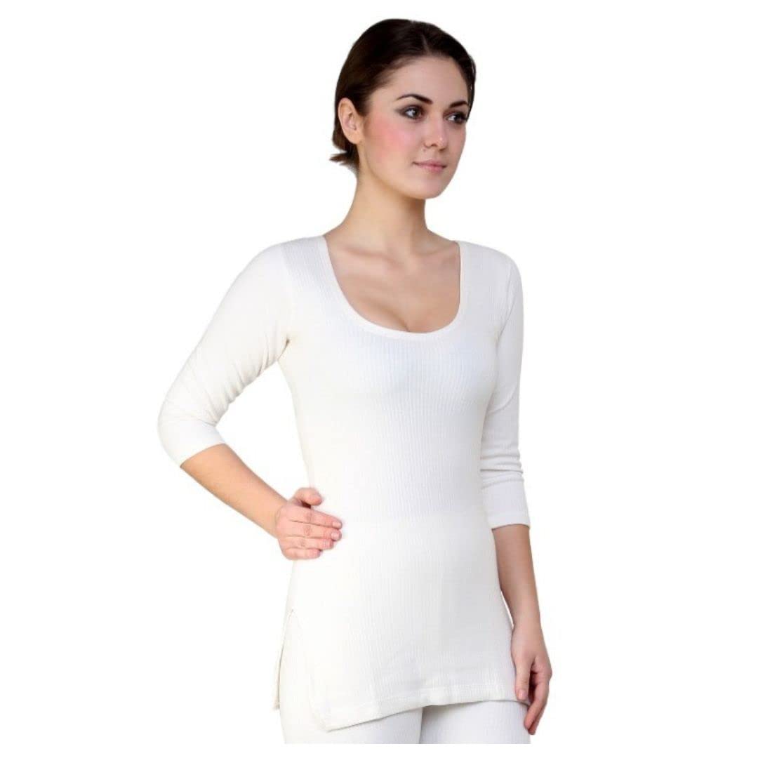 prince PRINCECOZYQUILT Women's Thermals Set (3/4th Sleeves) Cream (Small)-picture-15