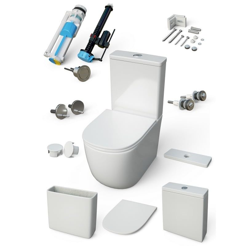 Inodoro Génova Compacto Blanco Brillo de 82,5x62x39 cm 3