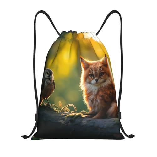 Bird Fox print Drawstring Bag Sack Gym Bag Ditty Bag for Gym Traveling, Hiking, Yoga, Shopping for Adult