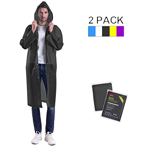 ANTVEE Portable EVA Rain Coat for Adults, Reusable Rain Ponchos with Drawstring Hood