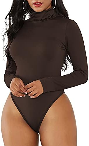 American Trends Women’s Shapewear Bodysuit Black Long Sleeve Turtleneck Bodysuit for Women Shapewear Bodysuit Jumpsuit