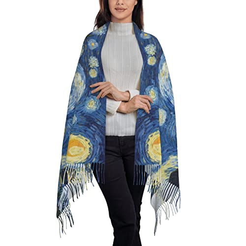 Van Gogh Starry Sky Night Art Soft Blanket Scarf Long Warm Shawl Wraps Scarfs For Women2