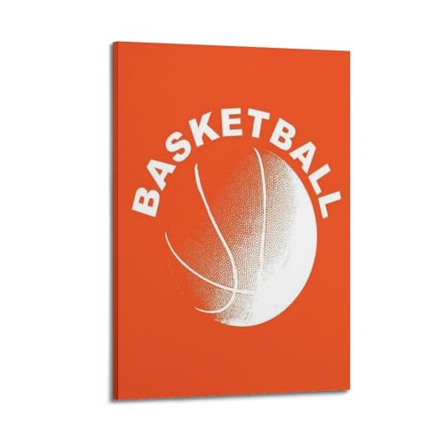 Poster basket-ball minimaliste WIZIGM sur toile avec cadre noir de 30x45 cm