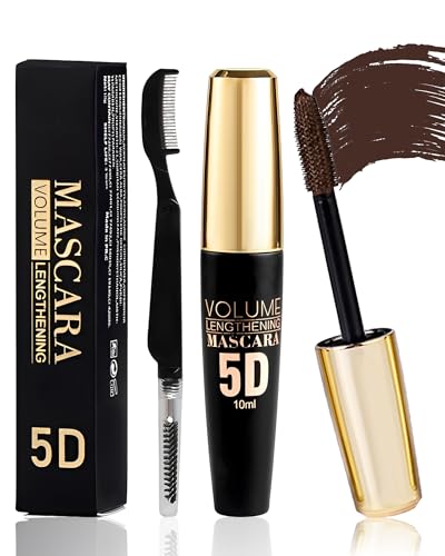 Brown Mascara Waterproof, Fiber Colored Mascara Volume and Length for Women