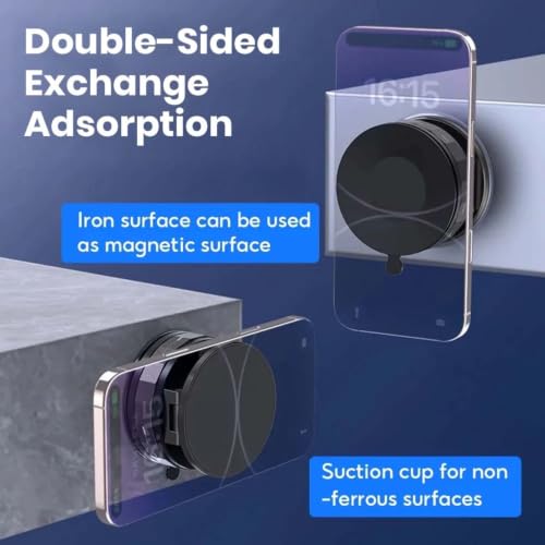 Image of Coolpow (1 Year Warranty) Playpulse 360 Vacuum Magnetic Phone Holder for Car Dashboard & Windshield, Foldable Suction Mount with Adjustable Stand, Strong Magnetic Ring, Universal Smartphone Holder