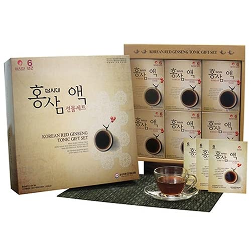 SAMSIDAE Korean Red Ginseng Tonic Gift Set, 6 .Years Grown - Healthy Energy Drink, Caffeine-Free, No Artificial Colors and Preservatives. 50ml X 60 Pouches (3000ml)