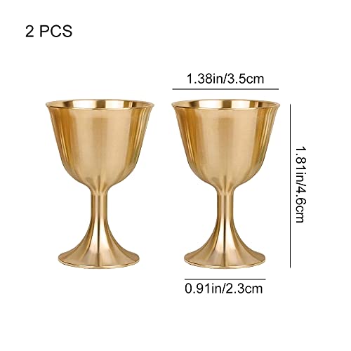 Yeekidaij 2 Pcs Wine Cups Brass Wine Glasses Sleek Wine Goblets For Champagne Whiskey Cocktail #TOP1