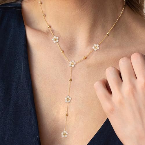 Image of SmileBelle Pearl Necklaces for Women, 18K Gold Choker