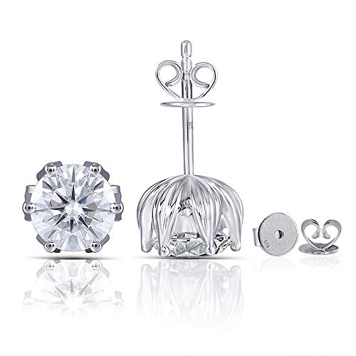 14k white gold post 2ct 6.5mm g-h-i color moissanite st…