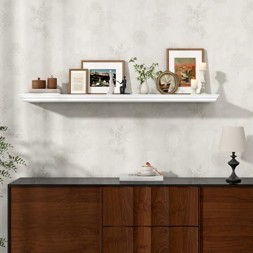 Image of 48 Inch Floating Shelves for Wall, 9.3 inchD Crown Molding Wood Display Shelf
