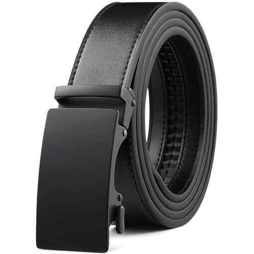 Image of Founders & C Men's Ratchet Belt 1 3 /8 inch,Leather Dress Belt Adjustable with Click Sliding Buckle Trim to Exact Fit