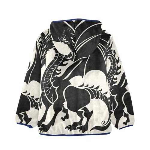 Dragon Silhouette Girls Fleece Jacket Girls Fall Jacket Girls Zip Up Hoodie Girls Sherpa Jacket 2-10T2