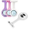 3 Pcs Nurse Watch, Fob Watches for Nurses, Infection Control Design Nurses Watch, Health Care Nurse Doctor Paramedic Medical Brooch Fob Watch, Pocket Clock with Pin Fob Watch(White Pink Purple) #2