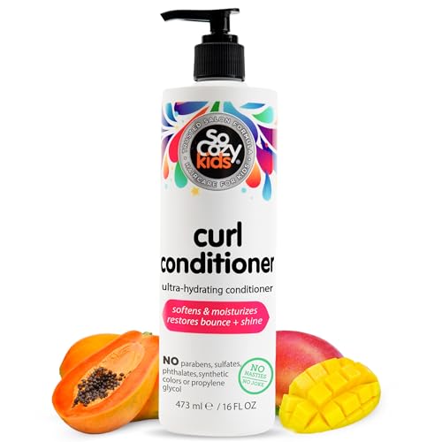 SoCozy Curl Conditioner for Kids Curly Hair (16 Fl Oz Pump) Helps Soften Dry & Unruly Curls Hair Conditioner & Detangler with Mango Seed Butter Rice Protein & Papaya Extract Paraben & Sulfate-Free